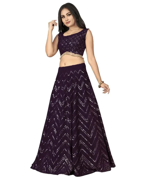Wine_Color_Heavy_Faux_Georgette_Lehenga_Choli__(_Semi_Stiched_)