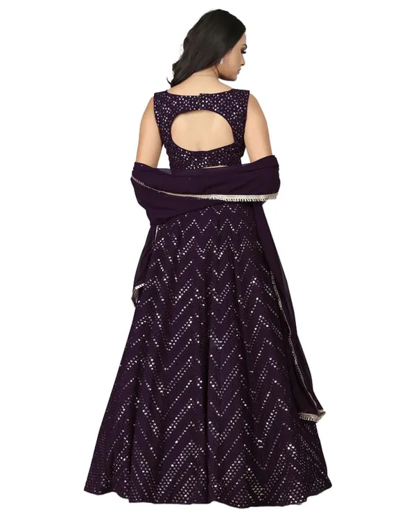 Wine_Color_Heavy_Faux_Georgette_Lehenga_Choli__(_Semi_Stiched_)