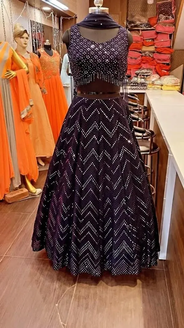 Wine_Color_Heavy_Faux_Georgette_Lehenga_Choli__(_Semi_Stiched_)