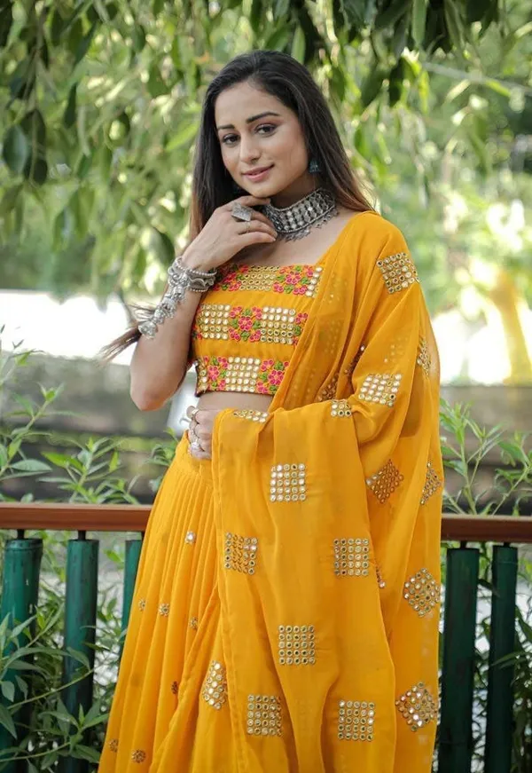 Yellow_Heavy_Faux_Georgette_Lehenga_Choli__(_Semi_Stiched_)