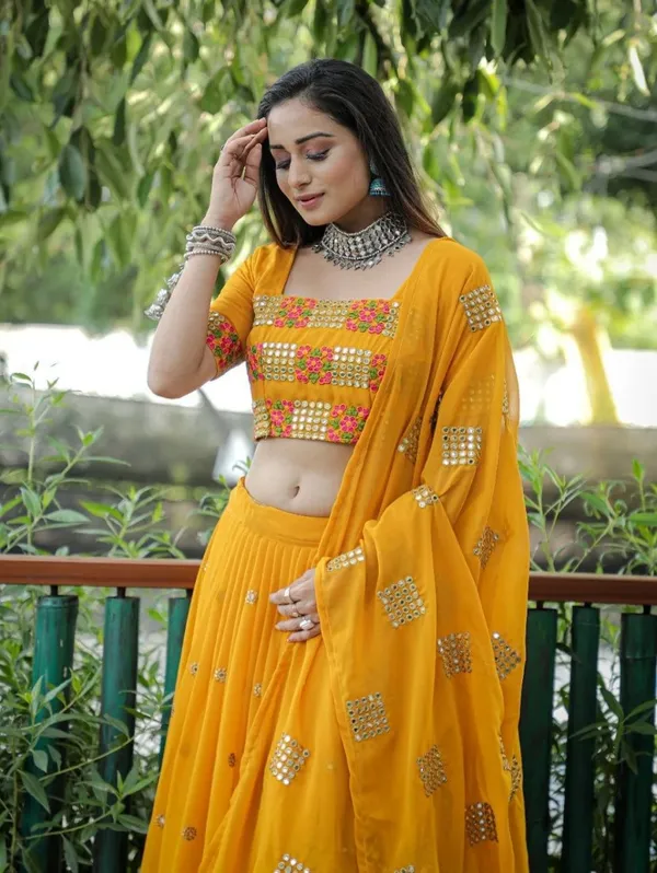 Yellow_Heavy_Faux_Georgette_Lehenga_Choli__(_Semi_Stiched_)