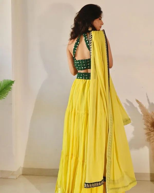 Yellow_Heavy_Faux_Georgette_Lehenga_Choli__(_Semi_Stiched_)