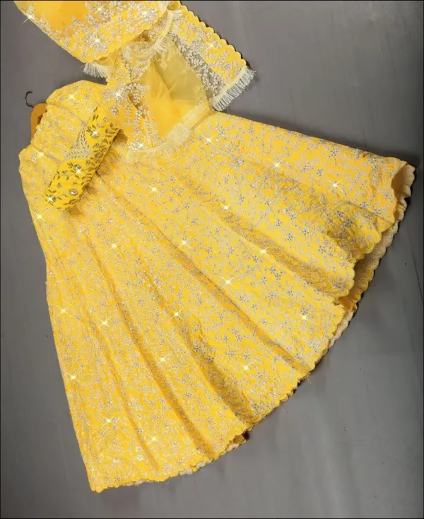 Yellow_Heavy_Faux_Georgette_Lehenga_Choli__(_Semi_Stiched_)