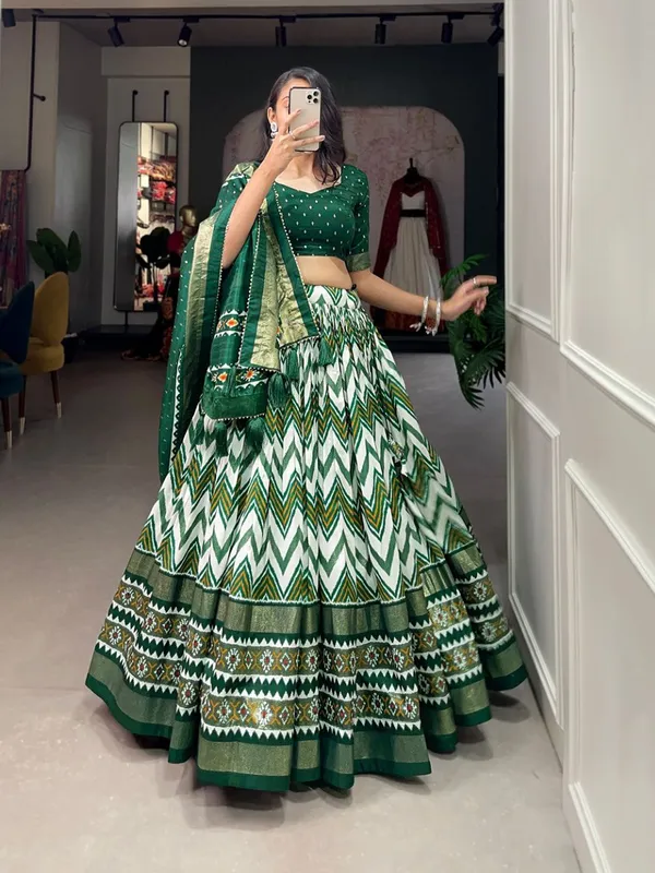 Flower_Green_Patola_Print_Traditional_Lehenga_Choli