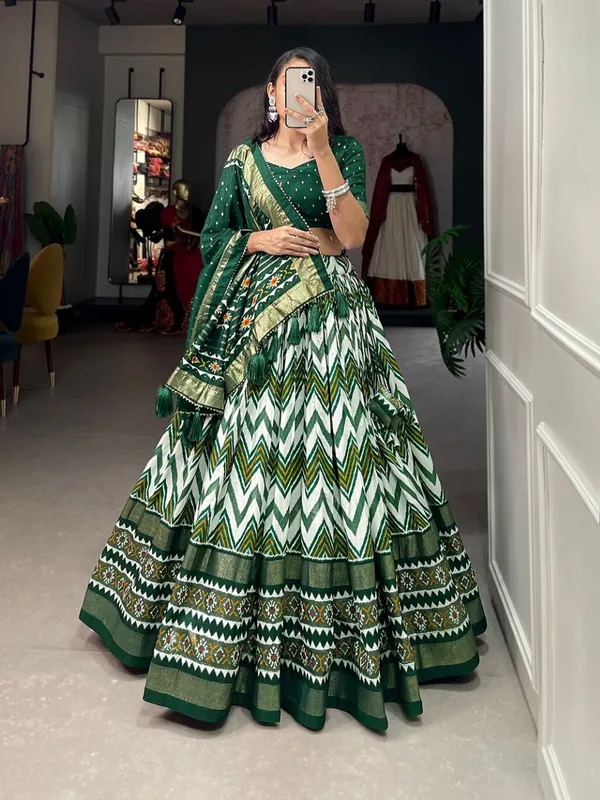 Flower_Green_Patola_Print_Traditional_Lehenga_Choli