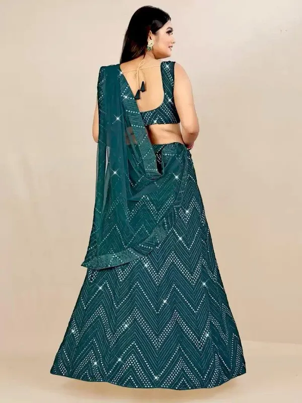 Green_Heavy_Faux_Georgette_Lehenga_Choli__(_Semi_Stiched_)