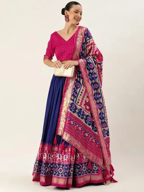 Blue_Patola_Print_Traditional_Lahenga_Choli