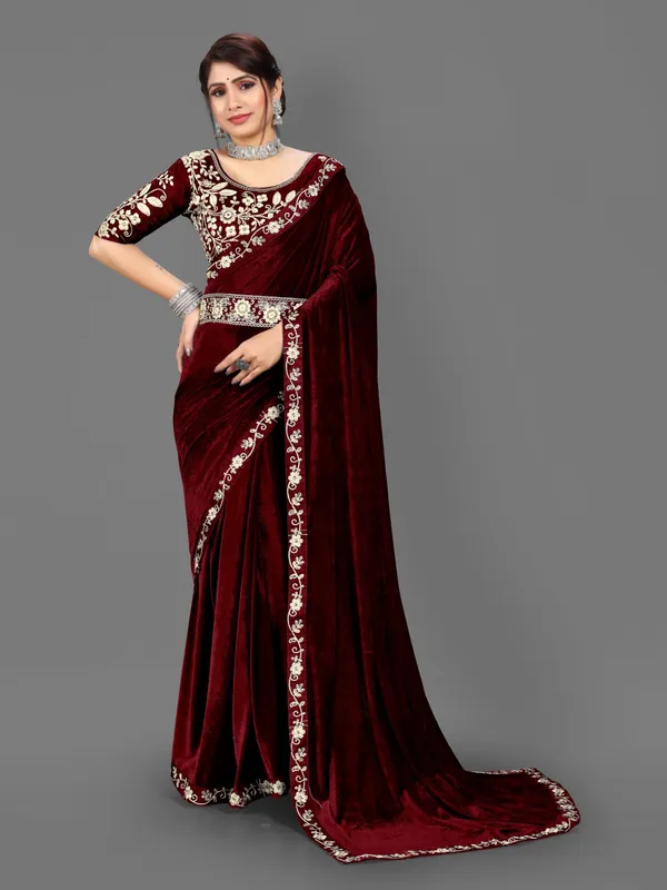 Unstitched_Velvet_Blouse_Material_embroidered