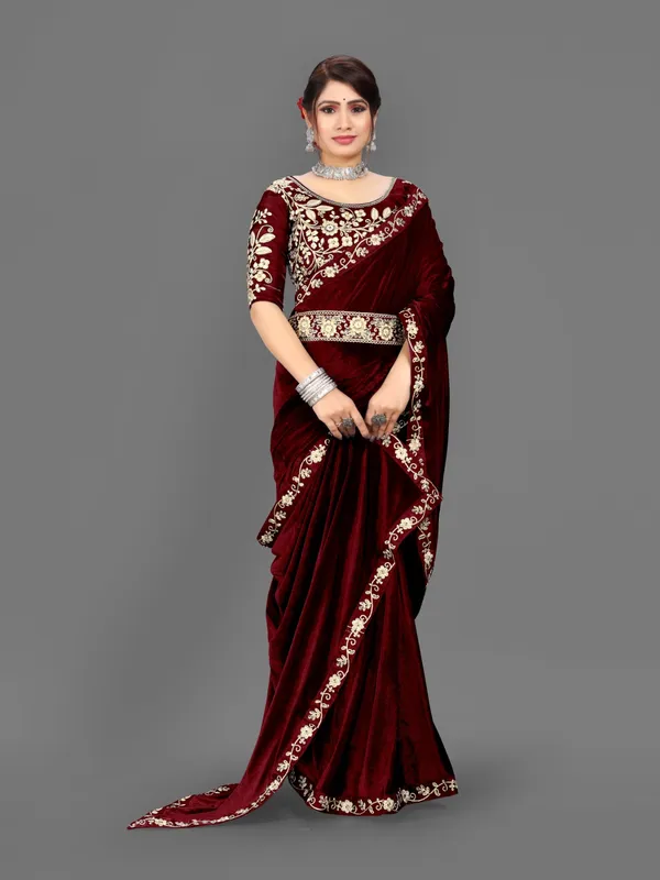Unstitched_Velvet_Blouse_Material_embroidered