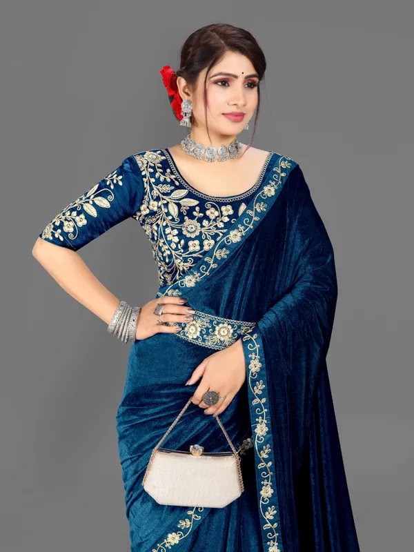 Unstitched_Velvet_Blouse_Material_embroidered