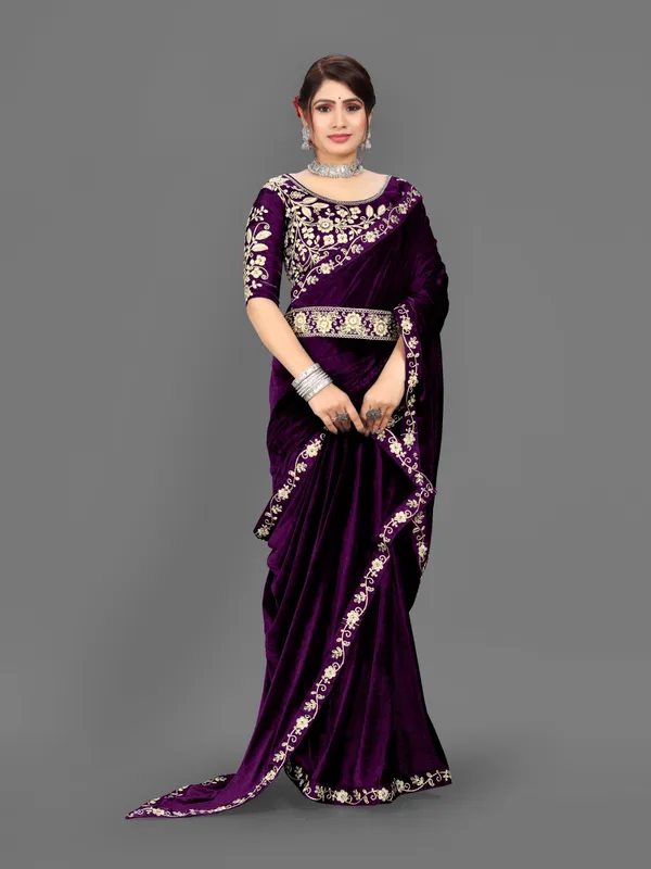 Unstitched_Velvet_Blouse_Material_embroidered