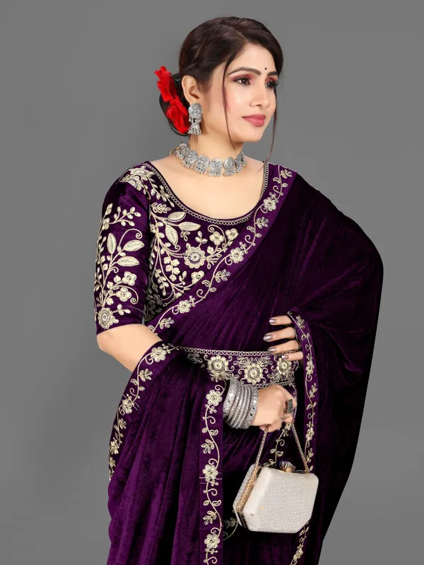 Unstitched_Velvet_Blouse_Material_embroidered