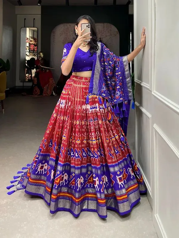 Blue_Patola_Print_Traditional_Lahenga_Choli