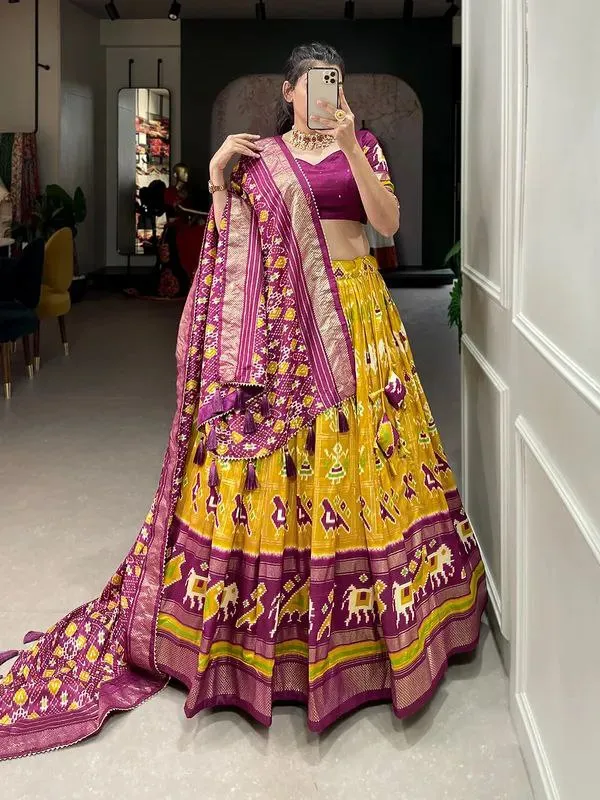 Satrang_Yellow_Patola_Print_Traditional_Lehenga_Choli