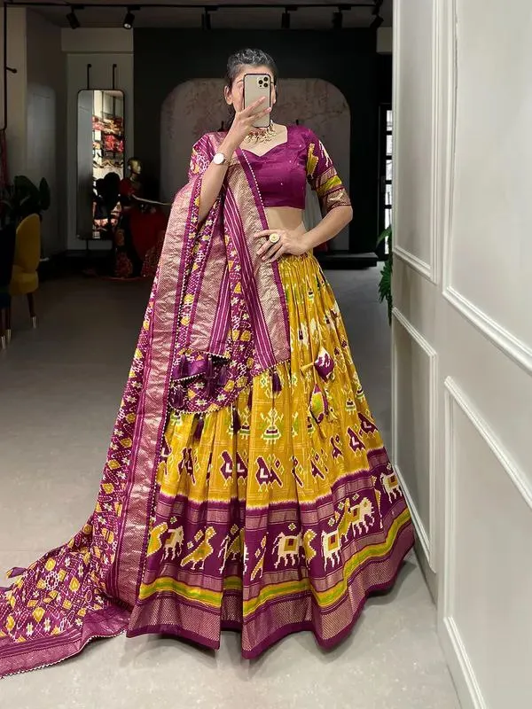 Satrang_Yellow_Patola_Print_Traditional_Lehenga_Choli