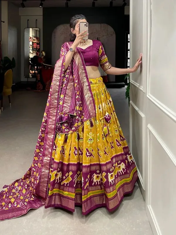 Satrang_Yellow_Patola_Print_Traditional_Lehenga_Choli