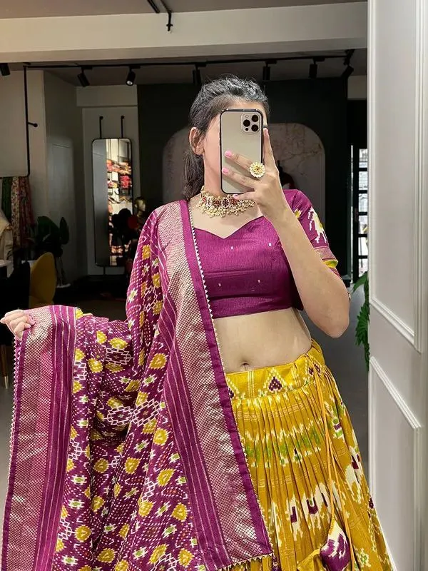 Satrang_Yellow_Patola_Print_Traditional_Lehenga_Choli