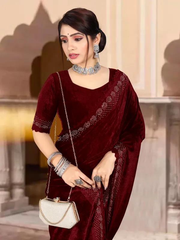 Unstitched_Velvet_Blouse_Material_Embellished