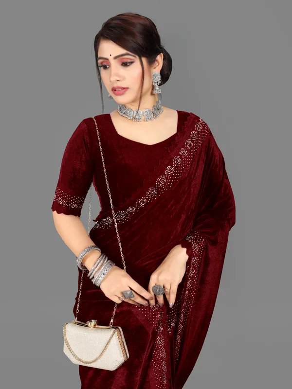 Unstitched_Velvet_Blouse_Material_Embellished