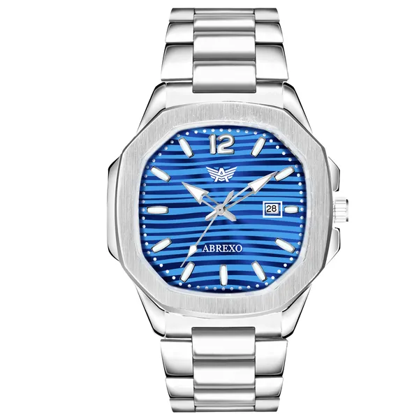 Abrexo Vintage-Law Series Date Working Blue Square Dial Silver