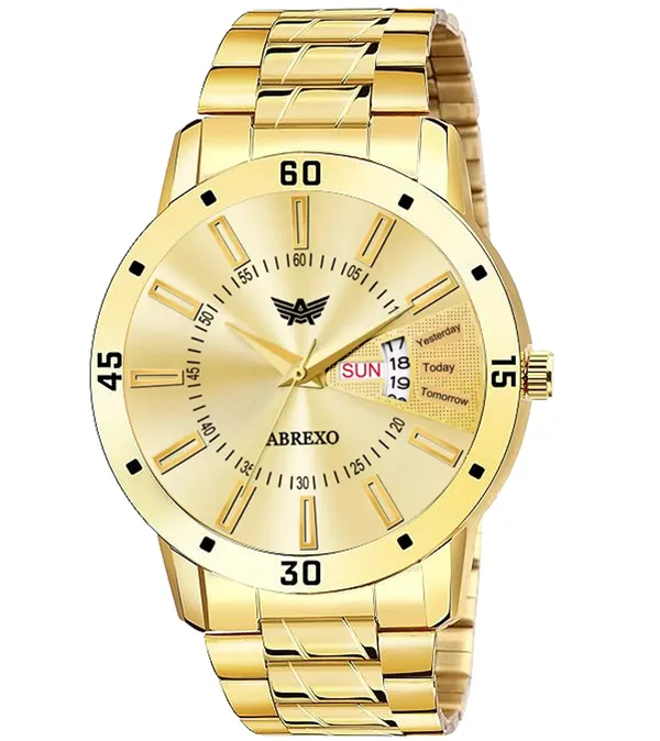 Abrexo Abrexo Gold Day Date Functioning Wrist Watch For men Price in India Buy Abrexo Abrexo Gold Day Date Functioning Wrist Watch For men online at abrexo.in
