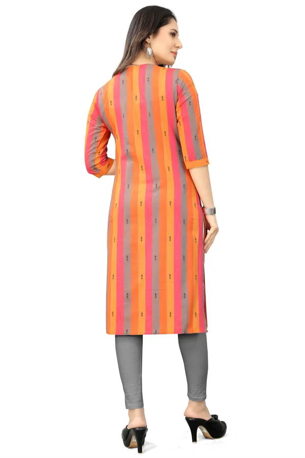 Orange_Cotton__Woven_Design_A-line_Kurta