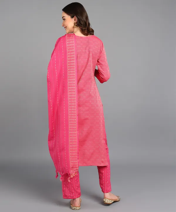 Pink_Pure_Cotton_Solid_Kurta_Pant_Dupatta_Set