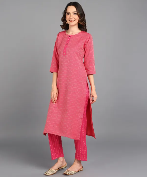 Pink_Pure_Cotton_Solid_Kurta_Pant_Dupatta_Set