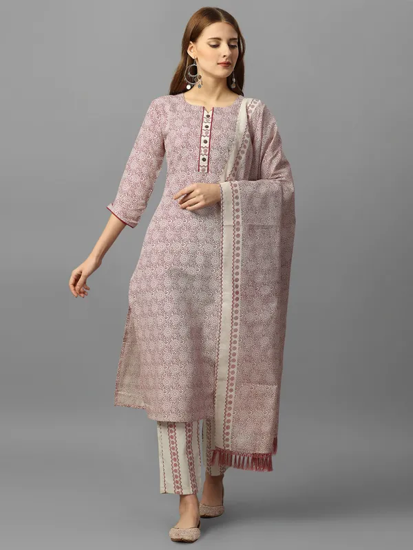 Red_Pure_Cotton_Solid_Kurta_Pant_Dupatta_Set