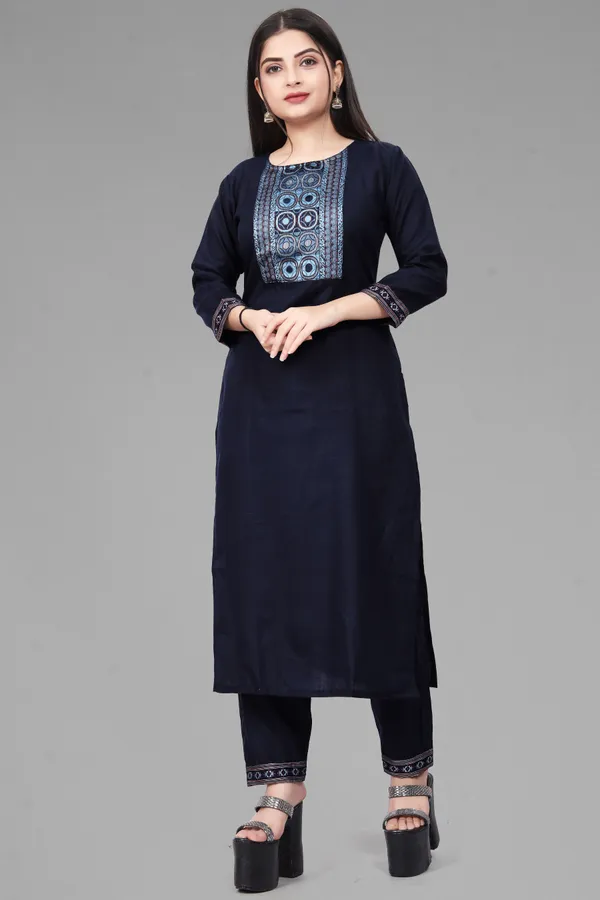 Blue_Chanderi_Solid_Kurta_Pant__Set