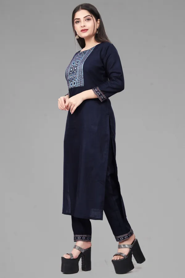 Blue_Chanderi_Solid_Kurta_Pant__Set