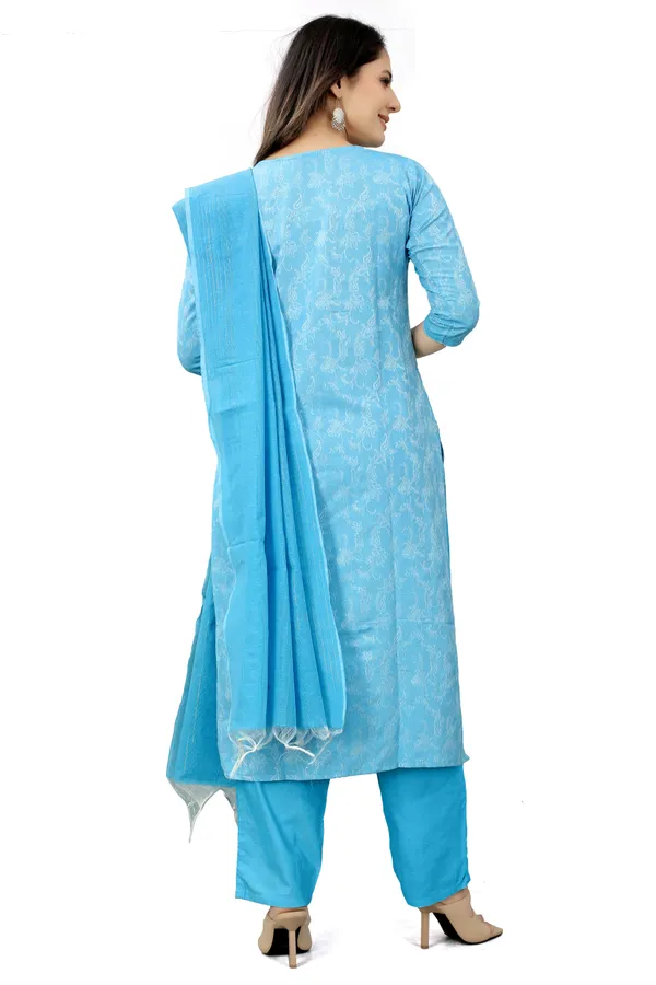 Light_Blue_Cotton_Woven_Kurta_Pant_Dupatta_Set