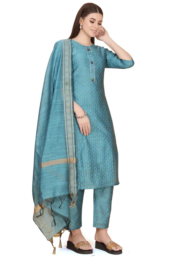 Blue_Party_Wear_&_Casual_Kurta_Pant_Dupatta_Set