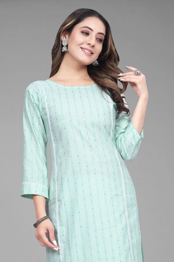 Green_Cotton_Striped_Straight_Kurta