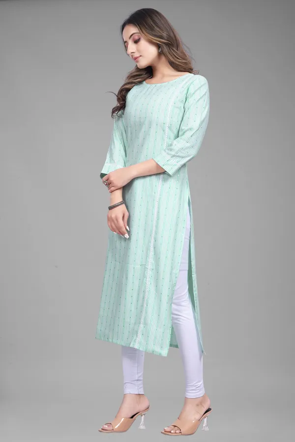 Green_Cotton_Striped_Straight_Kurta