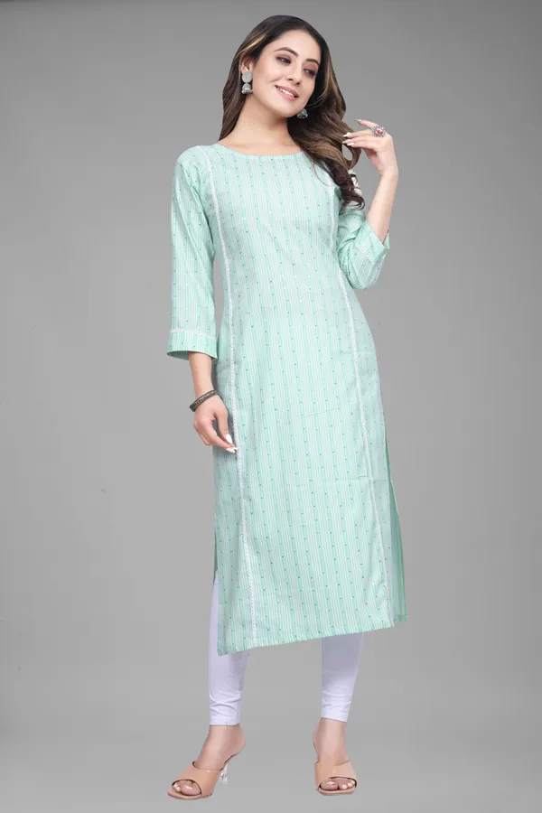Green_Cotton_Striped_Straight_Kurta
