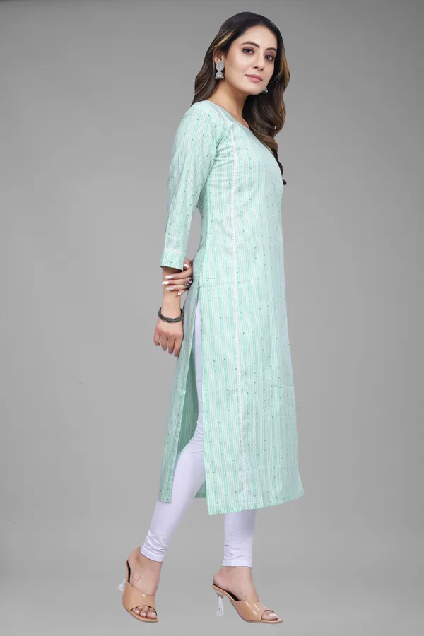 Green_Cotton_Striped_Straight_Kurta