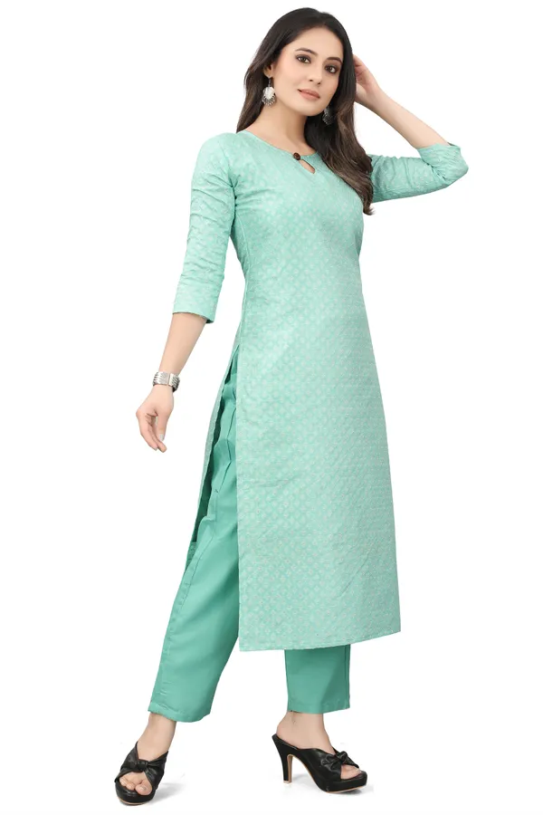 Blue_Cotton_Silk_Woven_Kurta_Pant__Set