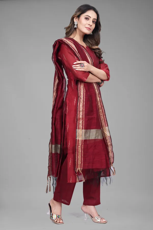 Red_Party_Wear_&_Casual_Kurta_Pant_Dupatta_Set