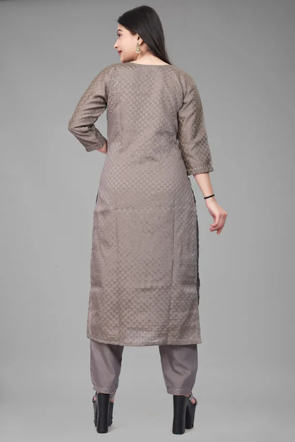 Brown_Cotton_silk_Woven_Kurta_Pant__Set