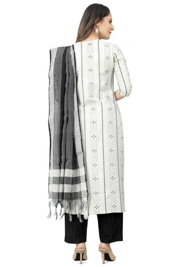 White_Cotton_Woven_Kurta_Pant_Dupatta_Set