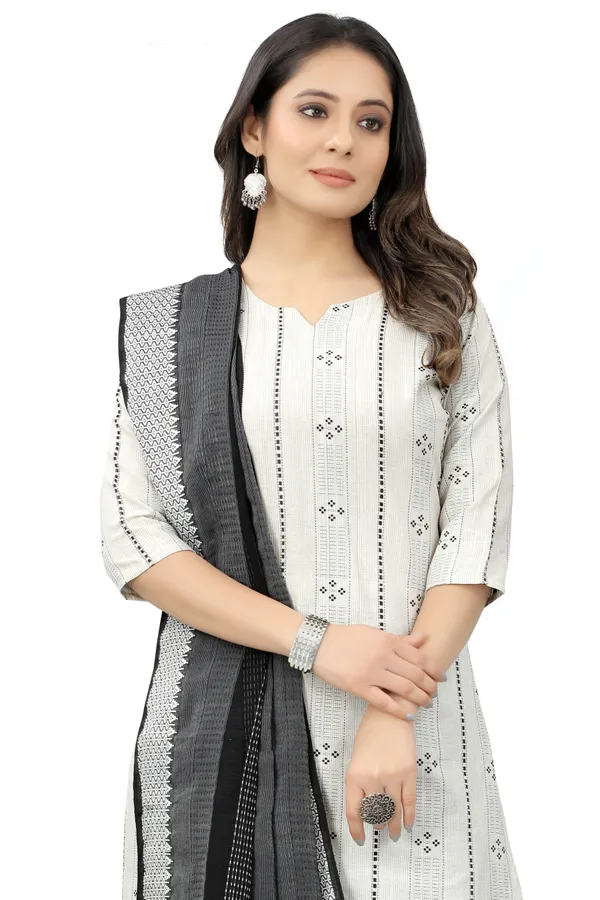 White_Cotton_Woven_Kurta_Pant_Dupatta_Set