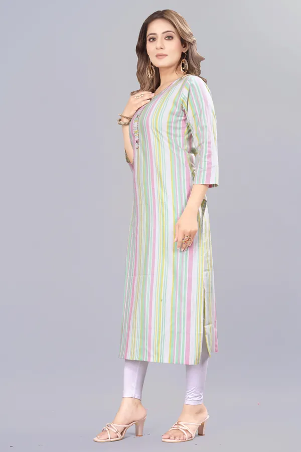 Green_Cotton__Striped_Straight_Kurta