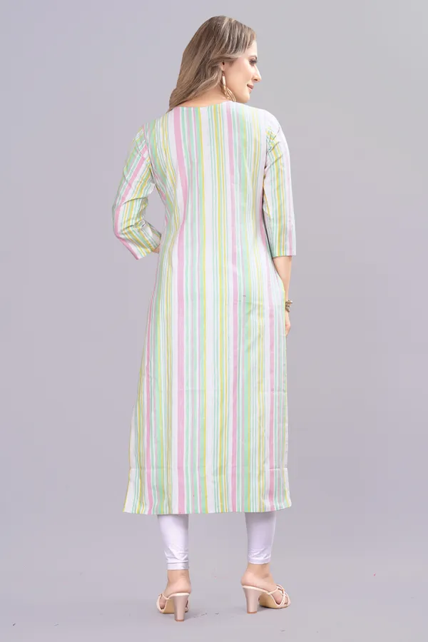 Green_Cotton__Striped_Straight_Kurta
