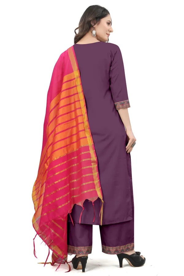 Purple_Cotton_Blend_Solid_Kurta_Pant_Dupatta_Set