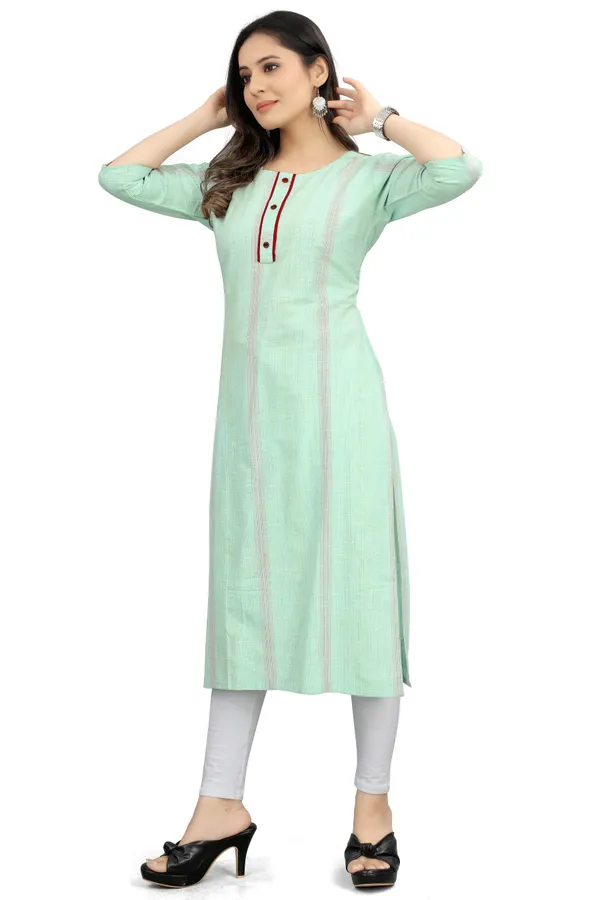 Light_Green_Cotton__Striped_Straight_Kurta