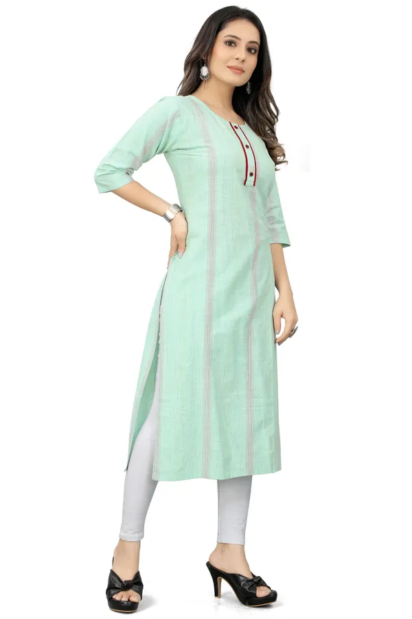 Light_Green_Cotton__Striped_Straight_Kurta
