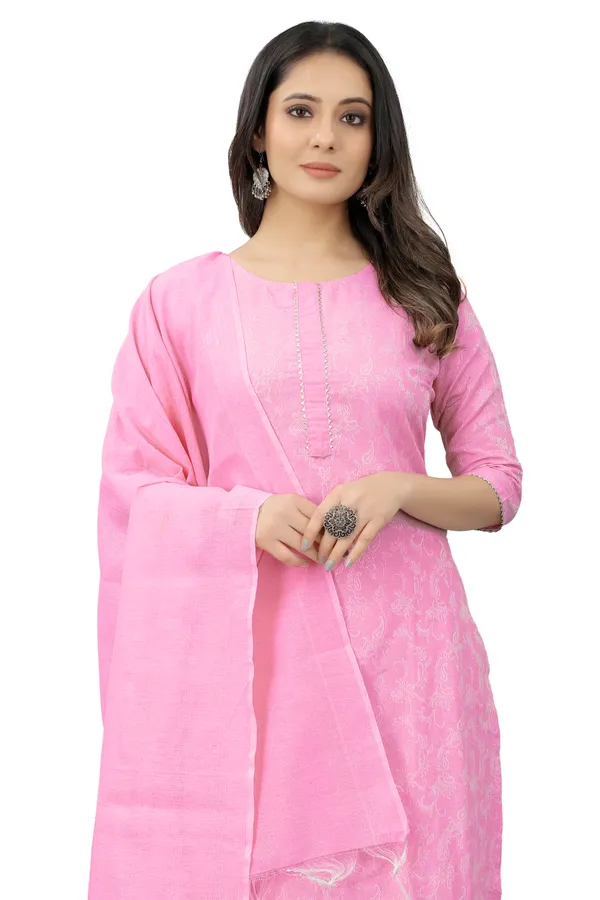 Pink_Cotton_Woven_Kurta_Pant_Dupatta_Set