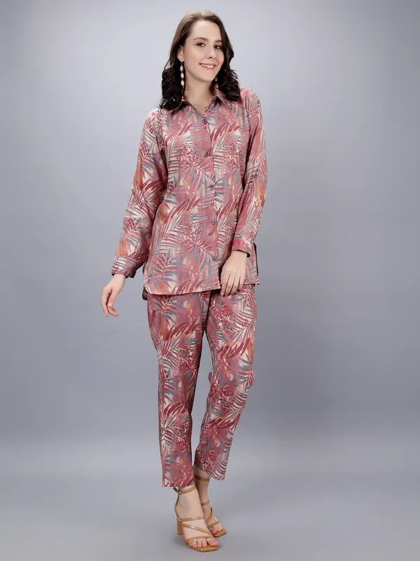 Peach_Modal_Fabric_Printed_Co-ords_for_Women