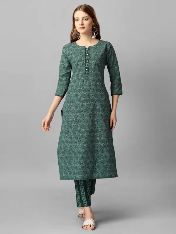 Green_Pure_Cotton_Printed_Kurta_Pant__Set